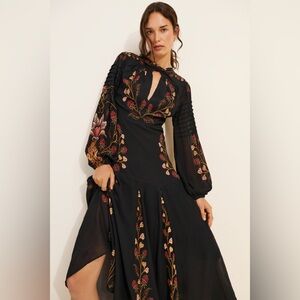 FARM Rio Berry Garden Long Sleeve Dress Size Medium